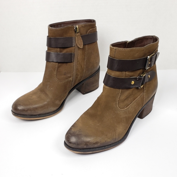 Franco Sarto Brown LINDEN Leather Ankle Bootie 8 - Picture 3 of 11